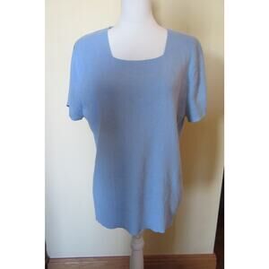 DressBarn 18/20 Knit Sweater Square Neck Short Sleeves Pullover Cornflower Blue